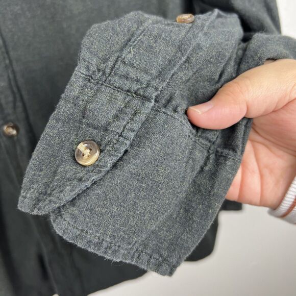 J Crew Button Down Shirt Men Large Grey Brushed Twill Slim Cotton Long Sleeve - Picture 7 of 12